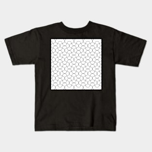 Waves Puzzle Net Pattern-White Kids T-Shirt